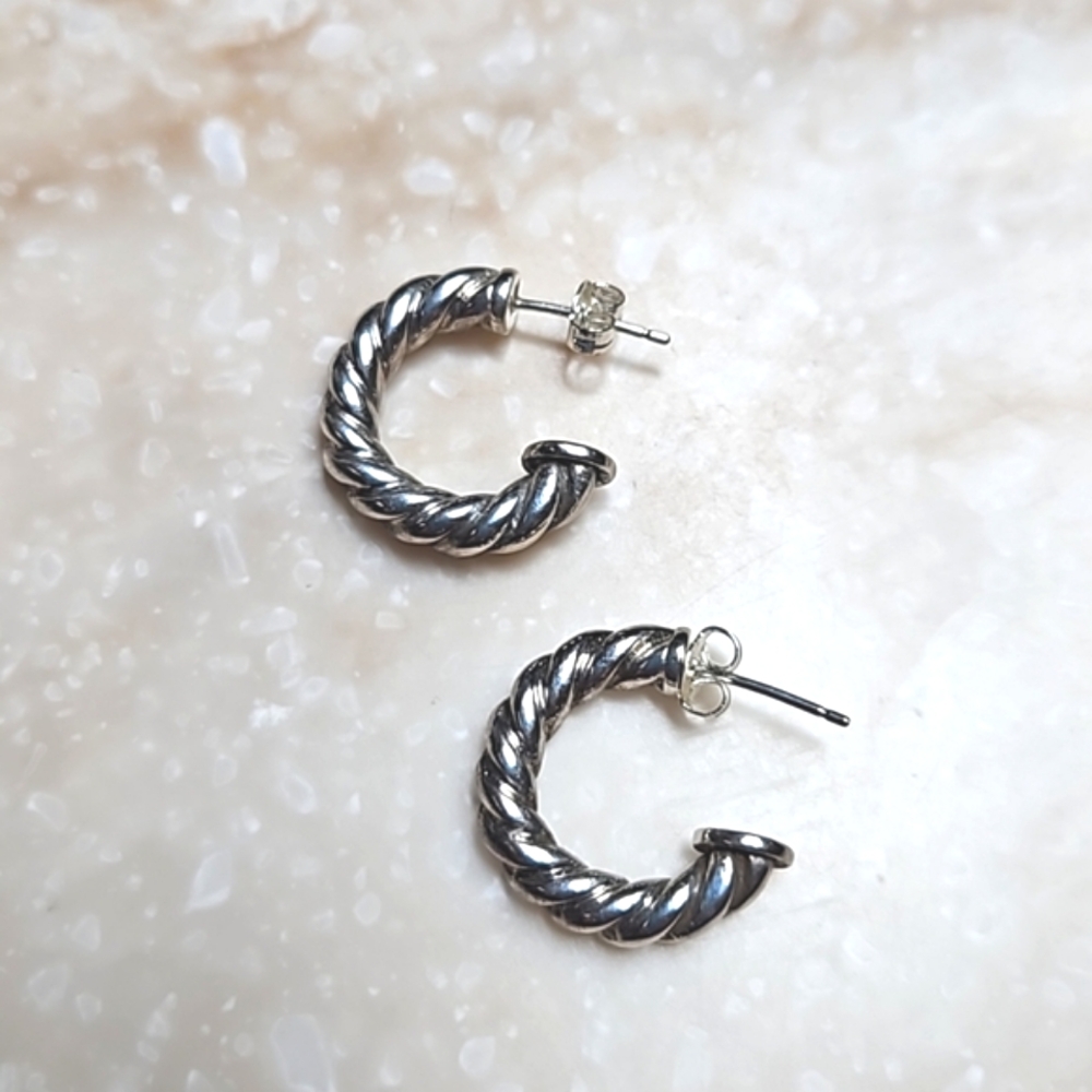 😍925 Silver Rope Design Hoop Earrings😍